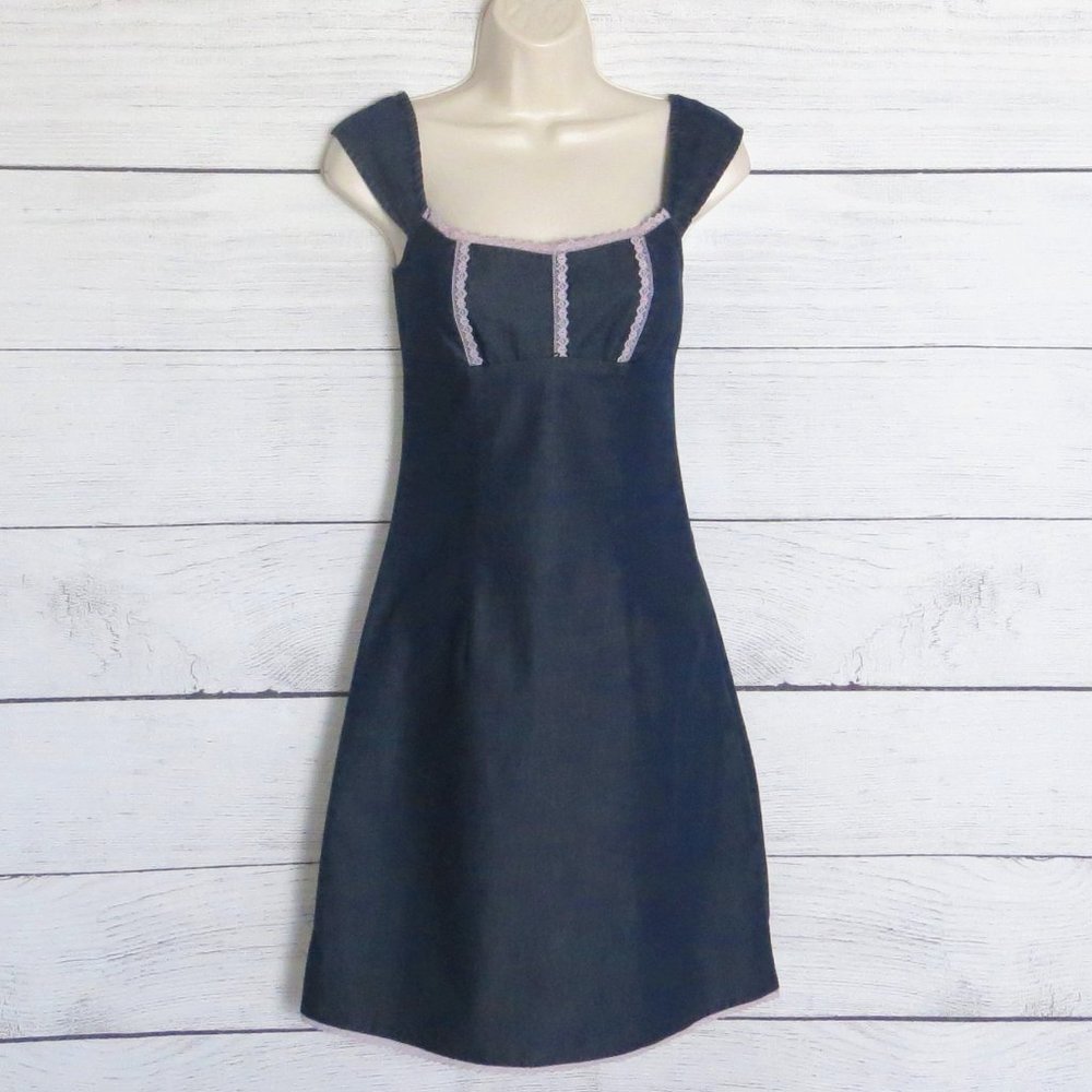 Chambray Dress with Lace Detail
